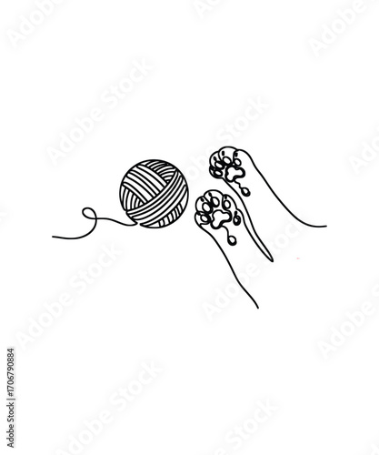 A simple vector illustration of a black cat, a holiday ball, and an ornamental fish design