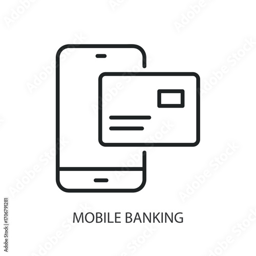 Mobile banking thin line vector icons.