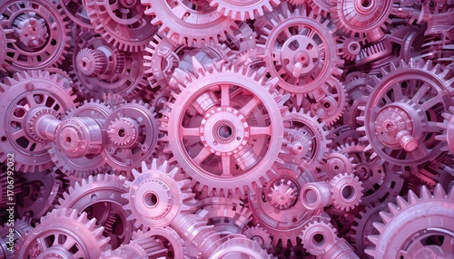 Wallpaper Mural Interlocking Pink Gears and Cogs Forming a Complex Abstract Mechanical System Torontodigital.ca