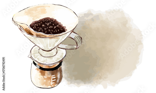 ドリップしてるコーヒーのイラスト