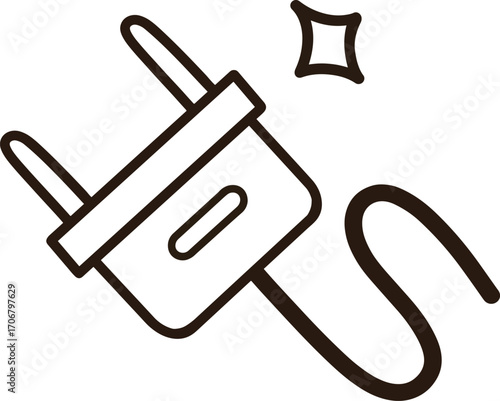 Black line drawing icon of electrical plug