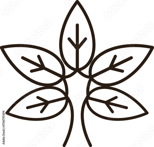Five leaves lined up as a tree icon