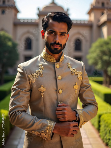 Wallpaper Mural Stylish South Asian Model in Luxurious Embroidered Ethnic Wear Torontodigital.ca