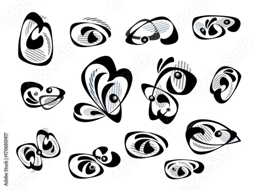 6493 .eps  black and white floral elements