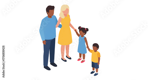 Diverse Family Isometric Illustration