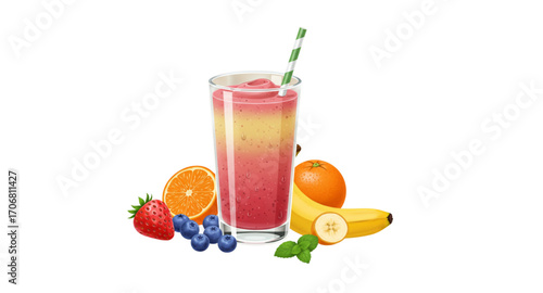 glass of orange juice with fruits