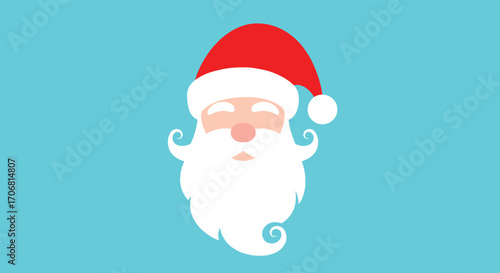 Santa Claus wearing his iconic red hat and fluffy white beard with closed eyes.