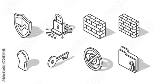 Cybersecurity Icons Protection, Privacy, and Security Illustrations