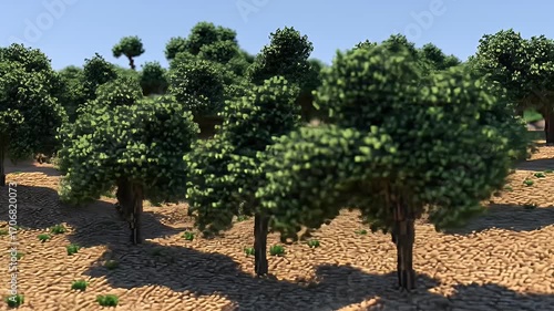 Detailed digital rendering of a miniature landscape with trees and textured ground