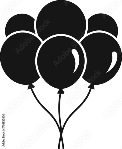 A Bunch of Party Balloons Clean Vector Silhouette