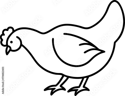A Chicken Pecking the Ground Minimalist Vector Icon