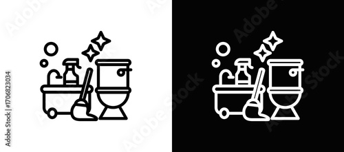 Bathroom Cleaning Icon In Black And White Filled Style