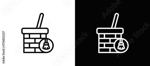 Chimney Cleaning Icon In Black And White Filled Style