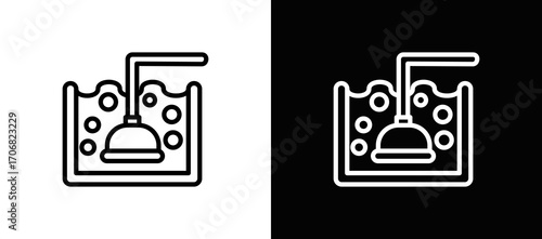 Pool Cleaning Icon In Black And White Filled Style