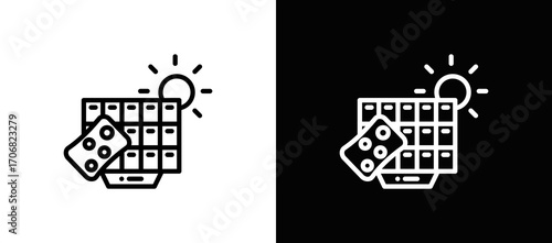 Solar Panel Cleaning Icon In Black And White Filled Style