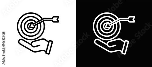 Stretch Goal Icon In Black And White Filled Style