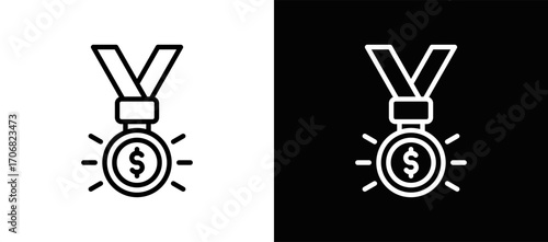 Reward Fund Icon In Black And White Filled Style