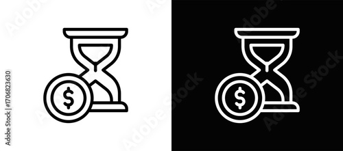 Time-Limited Icon In Black And White Filled Style