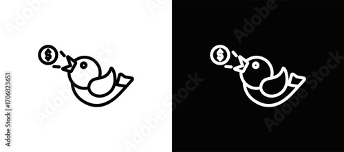 Early Bird Icon In Black And White Filled Style