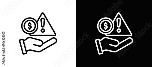 Risk Alert Icon In Black And White Filled Style