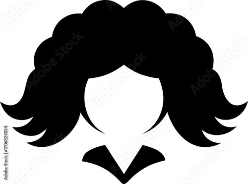 A Lawyer's Wig Minimalist Vector Icon Solid Black