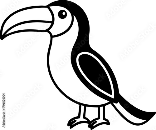 A Toucan with its Large Beak Simple Graphic Symbol