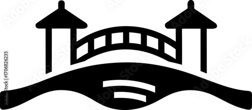 A Wooden Bridge Over a Creek Icon Minimalist Vector