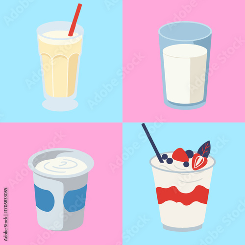 set illustration vector graphic of milk based drinks