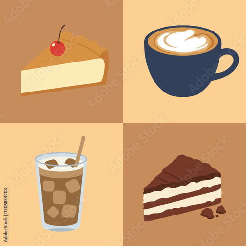 set illustration vector graphic of cafe food and drinks