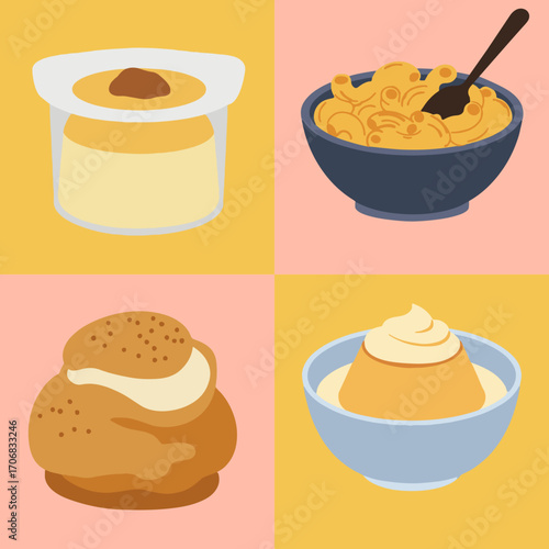 set illustration vector graphic of dairy foods