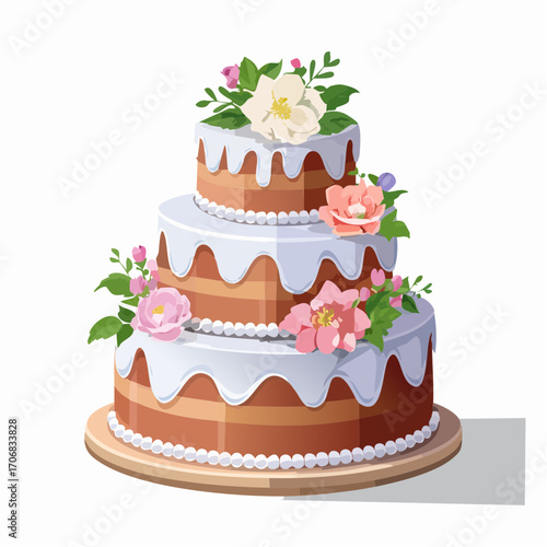 ３Dのウェディングケーキベクターイラスト