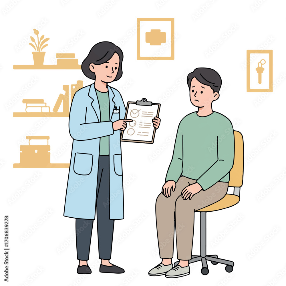 Obraz premium Doctor explaining medical chart to a patient.