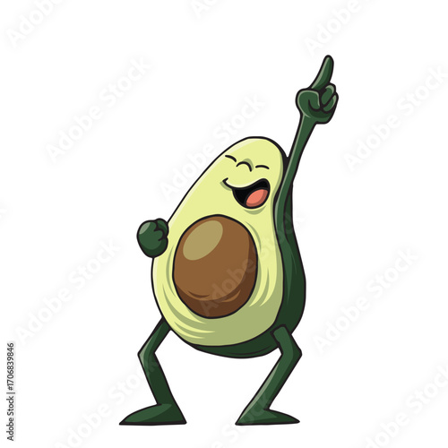 Joyful avocado celebrates Vegetarian Day! Perfect for promoting plant-based living.