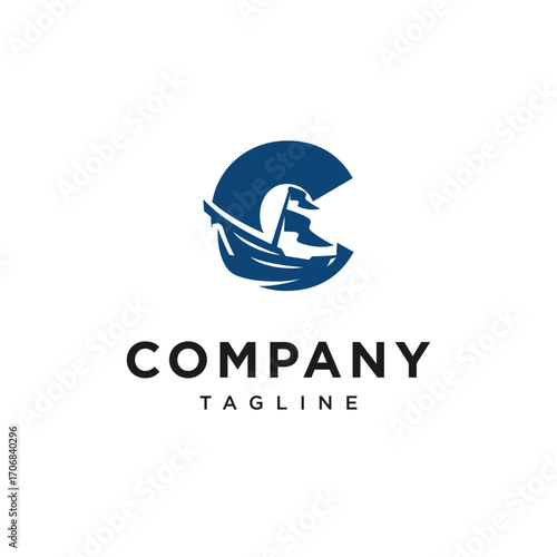Letter C Sailing Logo Icon Vector