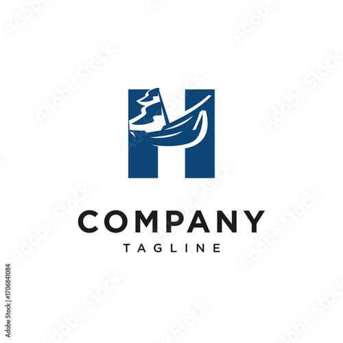 Letter H Sailing Logo Icon Vector