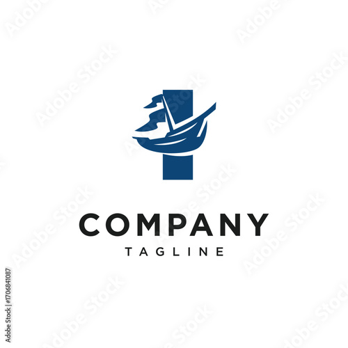 Letter I Sailing Logo Icon Vector