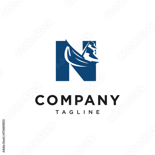 Letter N Sailing Logo Icon Vector