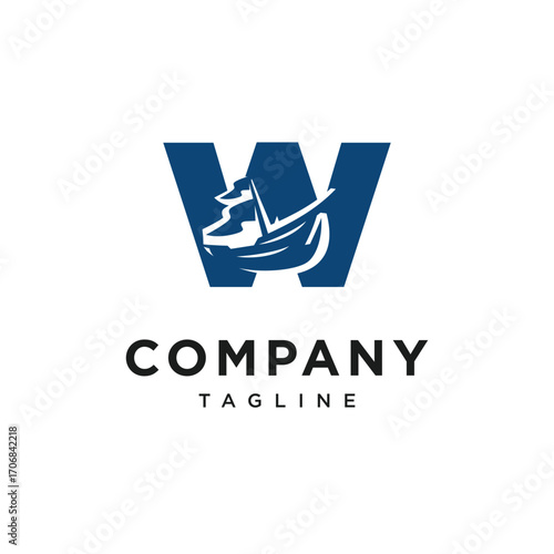 Letter W Sailing Logo Icon Vector