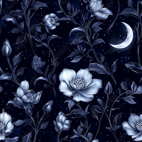 Floral or leaf pattern background suitable for wallpaper, fabric, or decorative design. Soft colors and natural style, ideal for digital and print use.