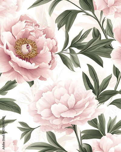 Floral or leaf pattern background suitable for wallpaper, fabric, or decorative design. Soft colors and natural style, ideal for digital and print use.