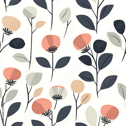Floral or leaf pattern background suitable for wallpaper, fabric, or decorative design. Soft colors and natural style, ideal for digital and print use.