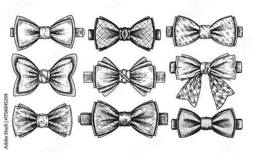  Collection of Bow Ties Hand-Drawn Sketch
