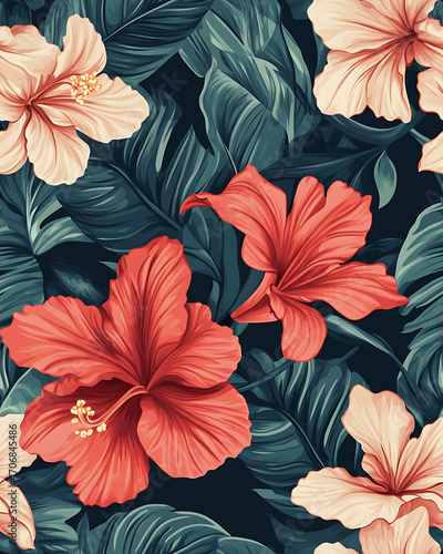 Floral or leaf pattern background suitable for wallpaper, fabric, or decorative design. Soft colors and natural style, ideal for digital and print use.