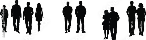 silhouettes of people standing,group of figures,multiple people standing together,different human silhouettes,people standing in line,different body shapes and sizes,diverse group of people,various hu