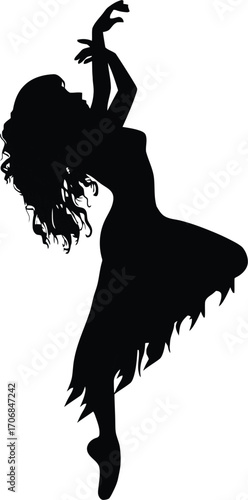 silhouette vector illustration of animals and woman with artistic design elements