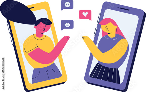 Online Dating and Virtual Romance Concept.