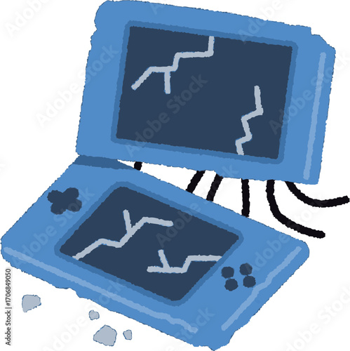 Illustration of a Broken Handheld Game Console.
