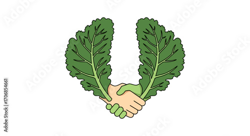 Illustration of a hand holding two leaves of kale against a white background, symbolizing National Kale Day with a focus on healthy eating.