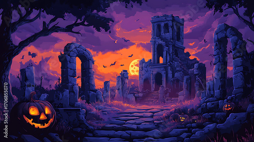 Adorable Halloween-themed background design, ideal for creating playful and festive backdrops or wallpapers.
