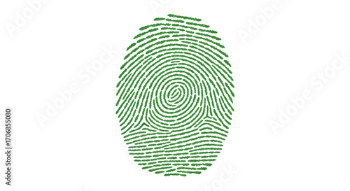 A green fingerprint with a detailed pattern on a white background, symbolizing National Kale Day with a fresh and natural feel.